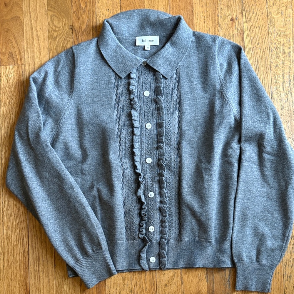 Boheme Charcoal Ruffle Cardigan
